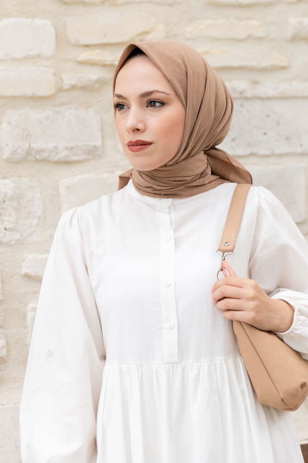 Lamelif Keten Eşarp Natural Bej