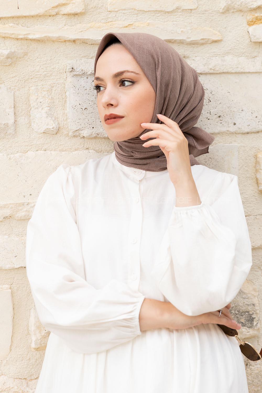 Lamelif Keten Eşarp Toprak