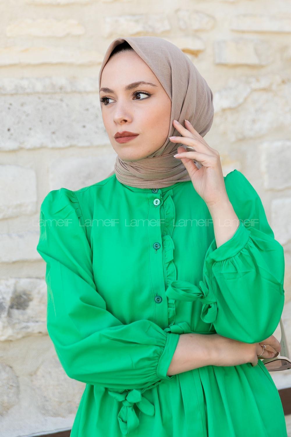 Lamelif Keten Eşarp Vizonrengi