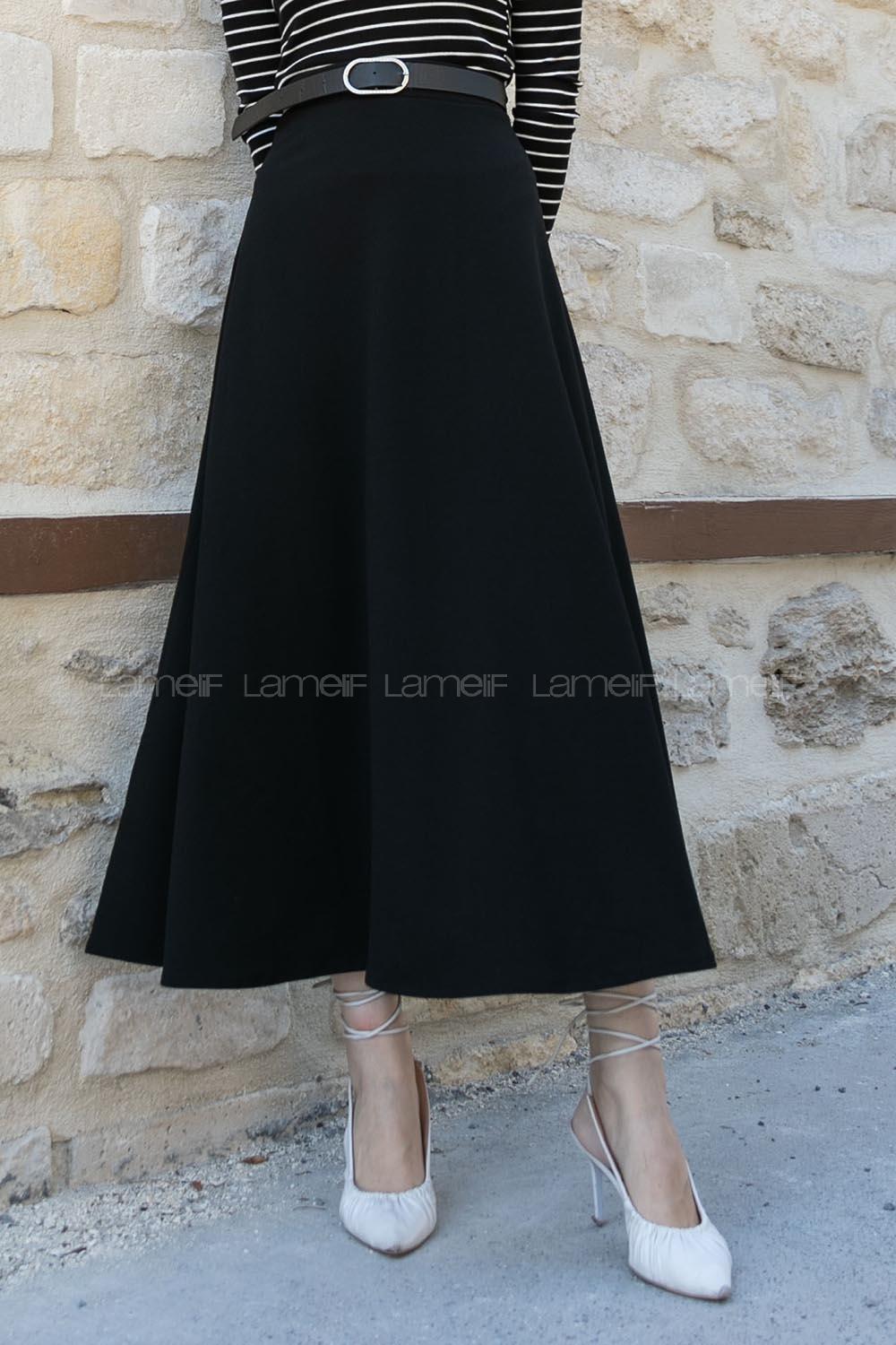 Lamelif Kloş Etek Siyah