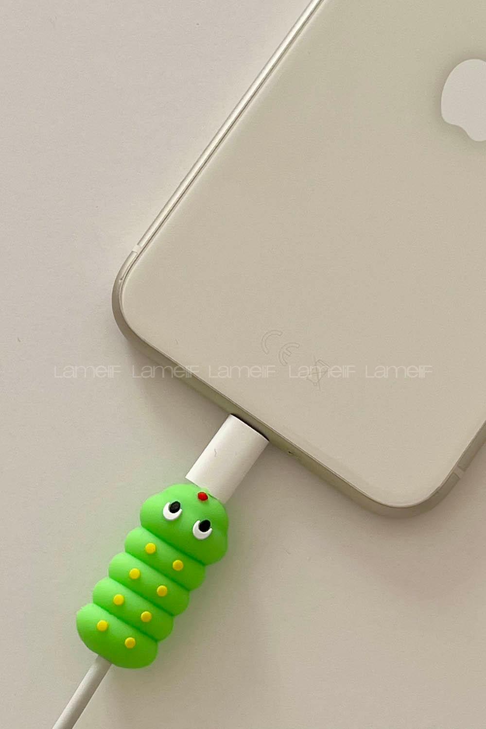Lamelif Yeşil Sevimli Tırtıl Kablo Koruyucu