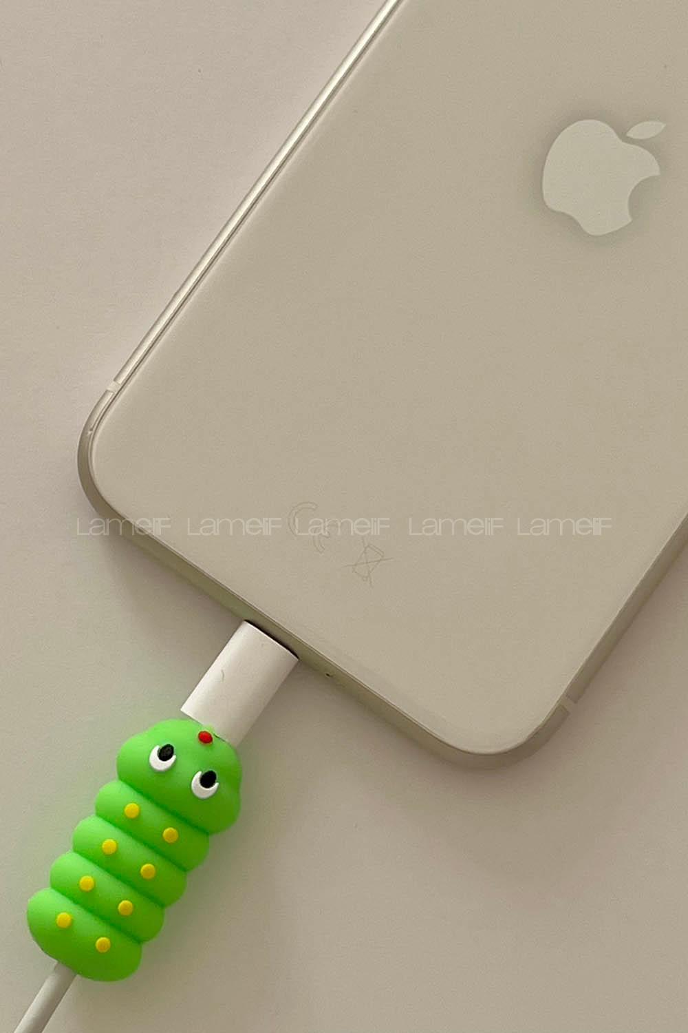 Lamelif Yeşil Sevimli Tırtıl Kablo Koruyucu