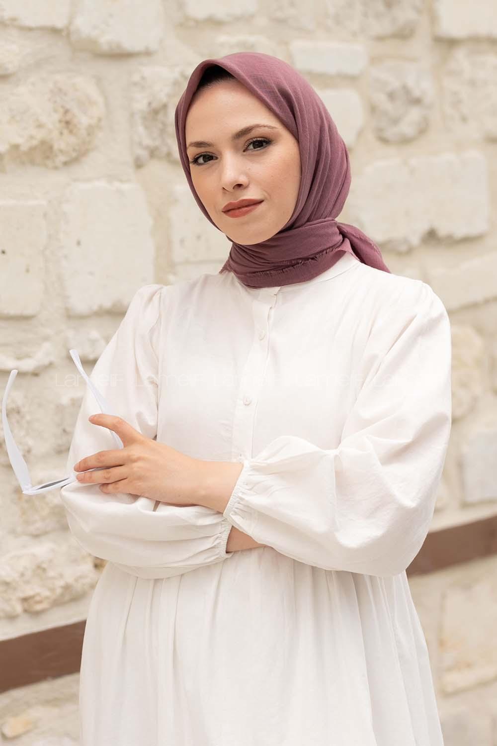 Modalamelif Düz Flamlı Eşarp Eflatun