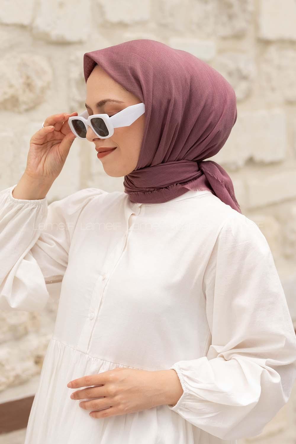 Modalamelif Düz Flamlı Eşarp Eflatun