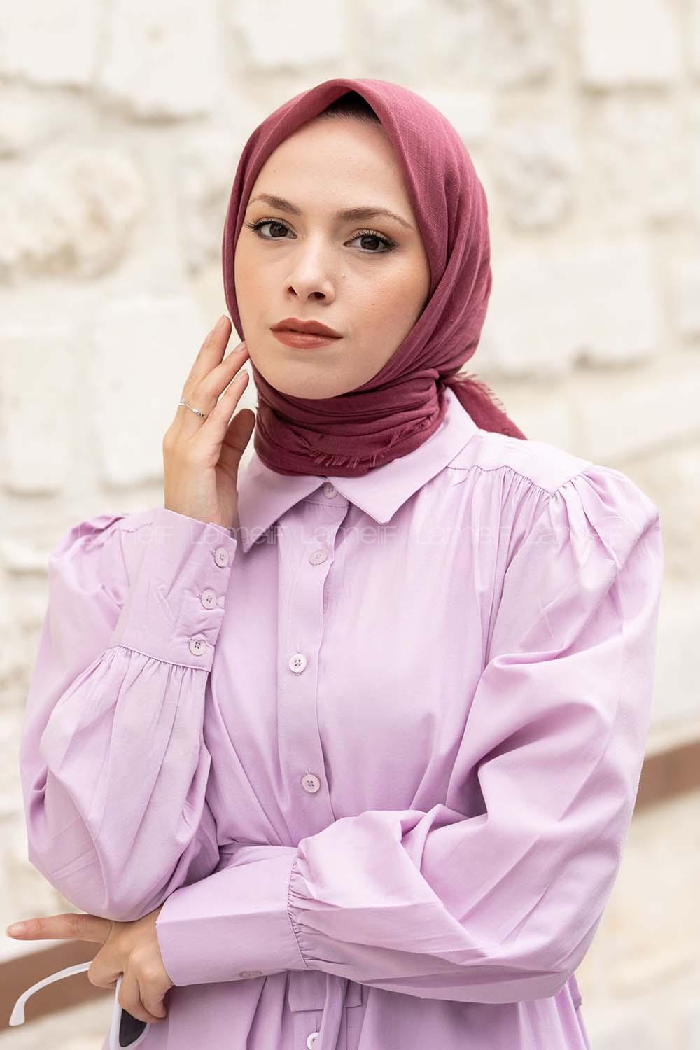 Lamelif Düz Flamlı Eşarp Nar Kabuğu