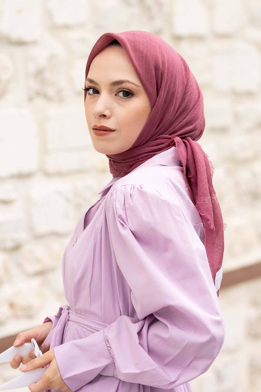 Lamelif Düz Flamlı Eşarp Nar Kabuğu