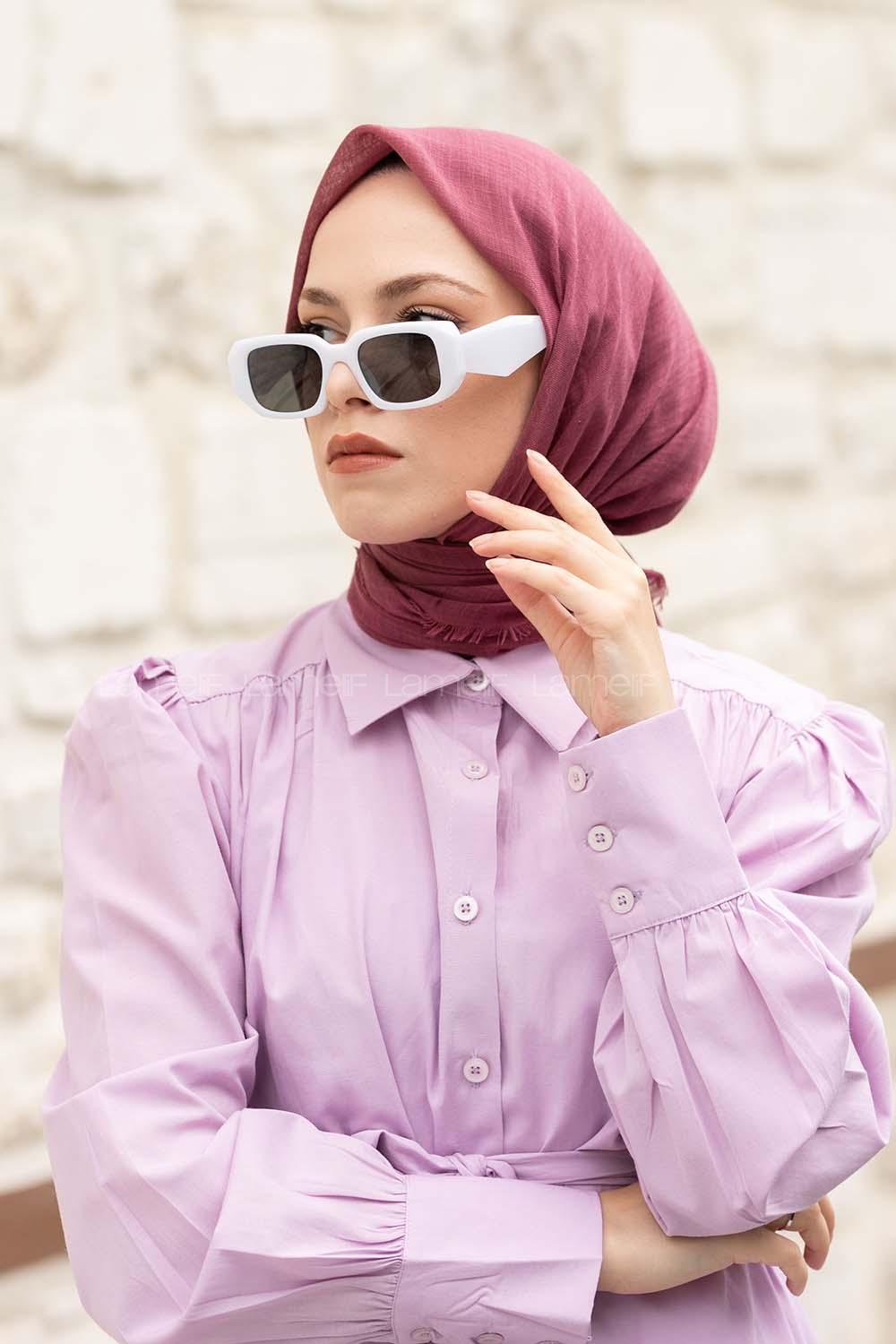 Lamelif Düz Flamlı Eşarp Nar Kabuğu