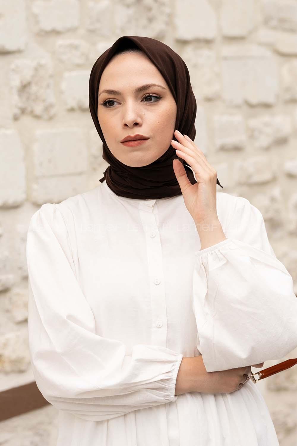 Bitter Brown Wool Printed Scarf