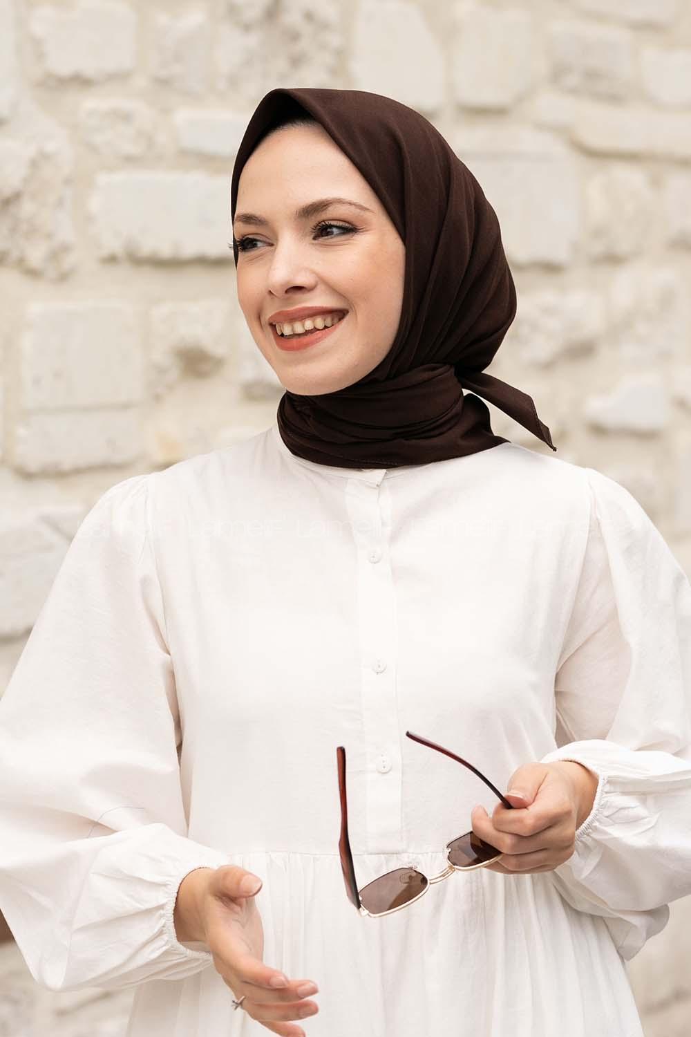 Bitter Brown Wool Printed Scarf