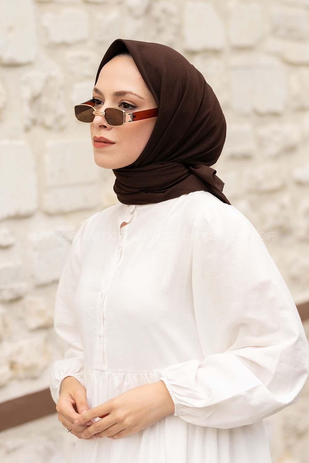 Bitter Brown Wool Printed Scarf