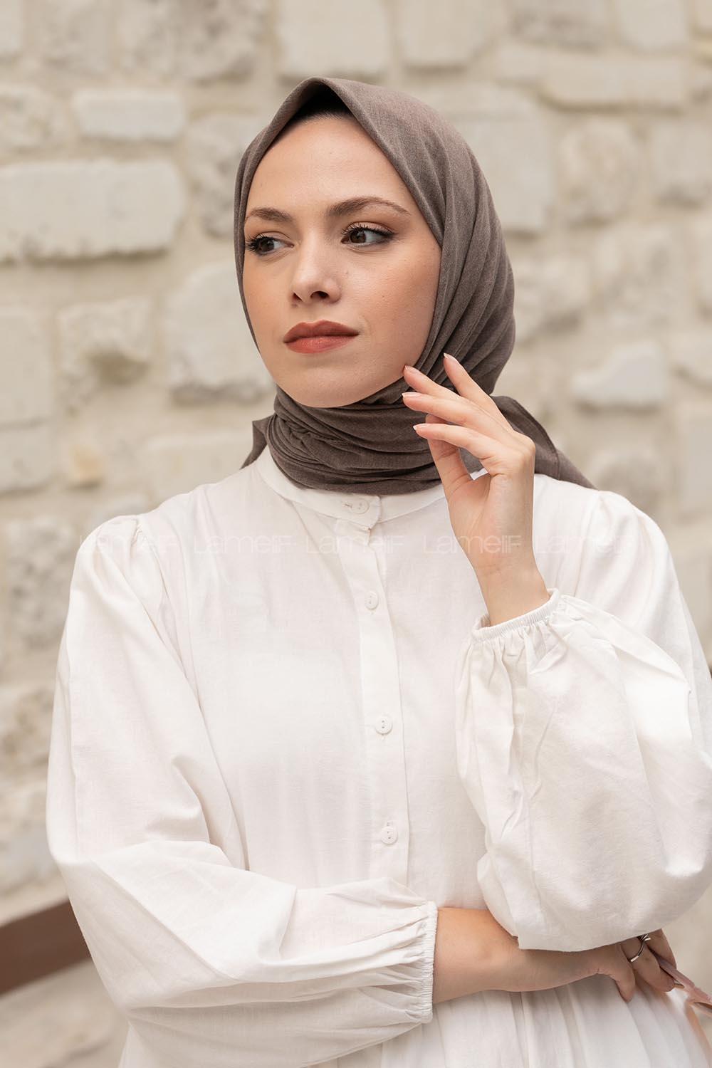 Lamelif Keten Eşarp Fındık Kabuğu