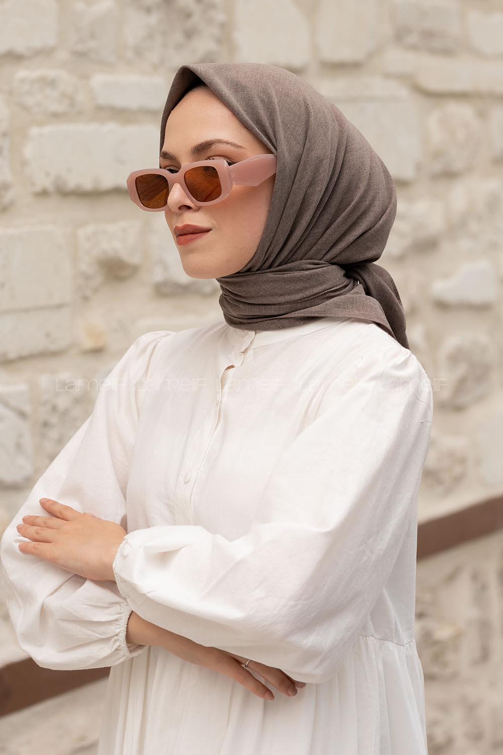 Lamelif Keten Eşarp Fındık Kabuğu