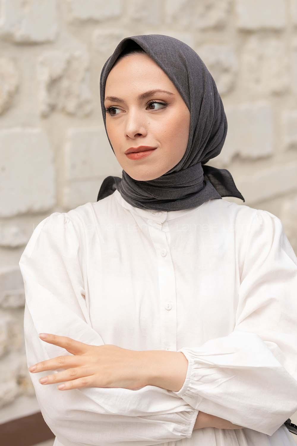 Lamelif Keten Eşarp Füme