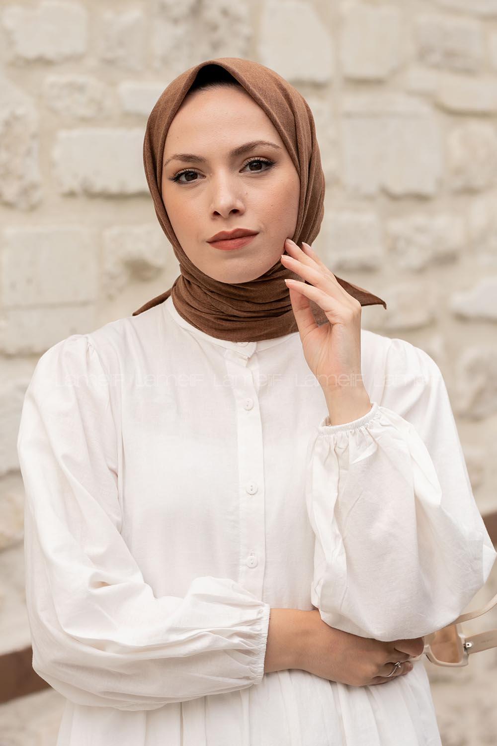 Lamelif Keten Eşarp Sütlü Kahve