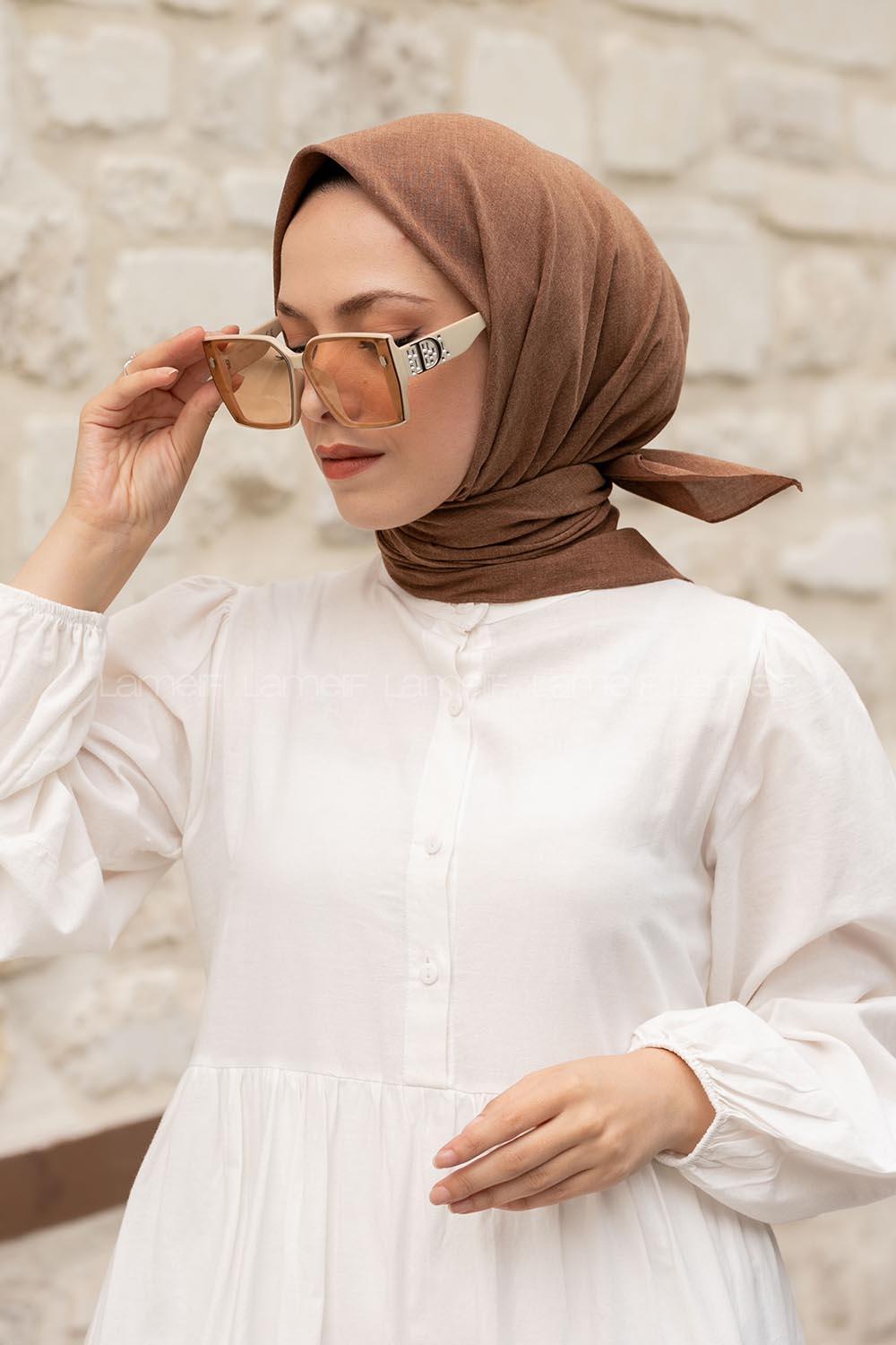 Lamelif Keten Eşarp Sütlü Kahve