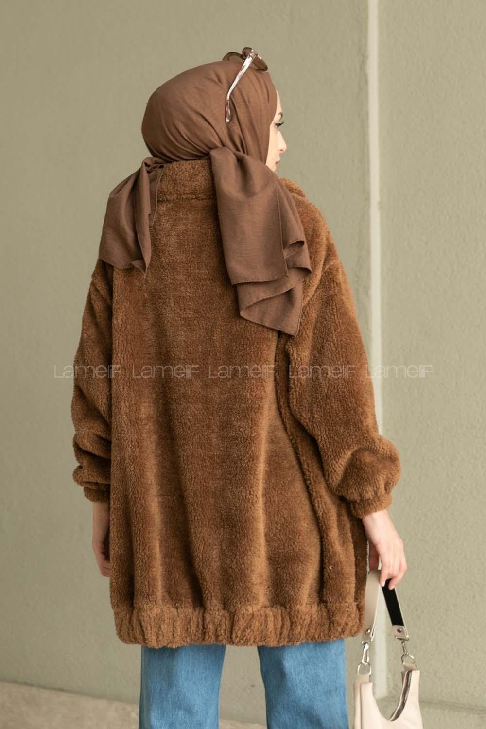 Brown-1 Shirt Collar Long Arm Coat