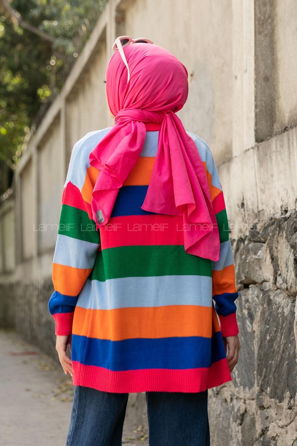 Modalamelif Gökkuşağı Desenli Hırka