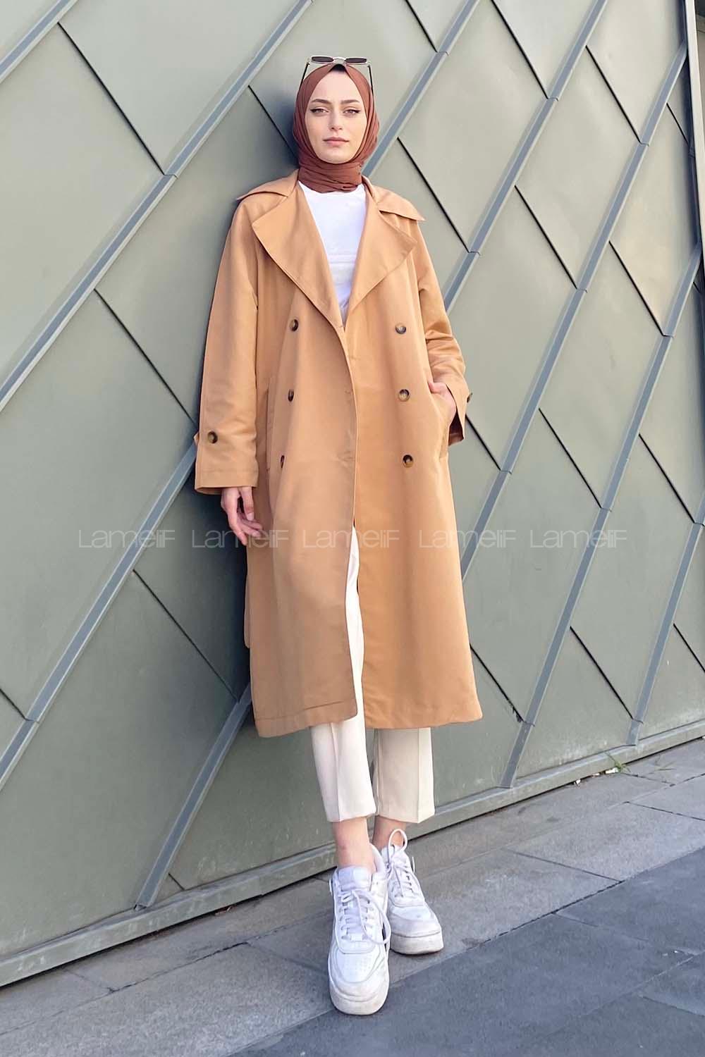 Modalamelif Natural Trençkot Renk Sütlü Kahve