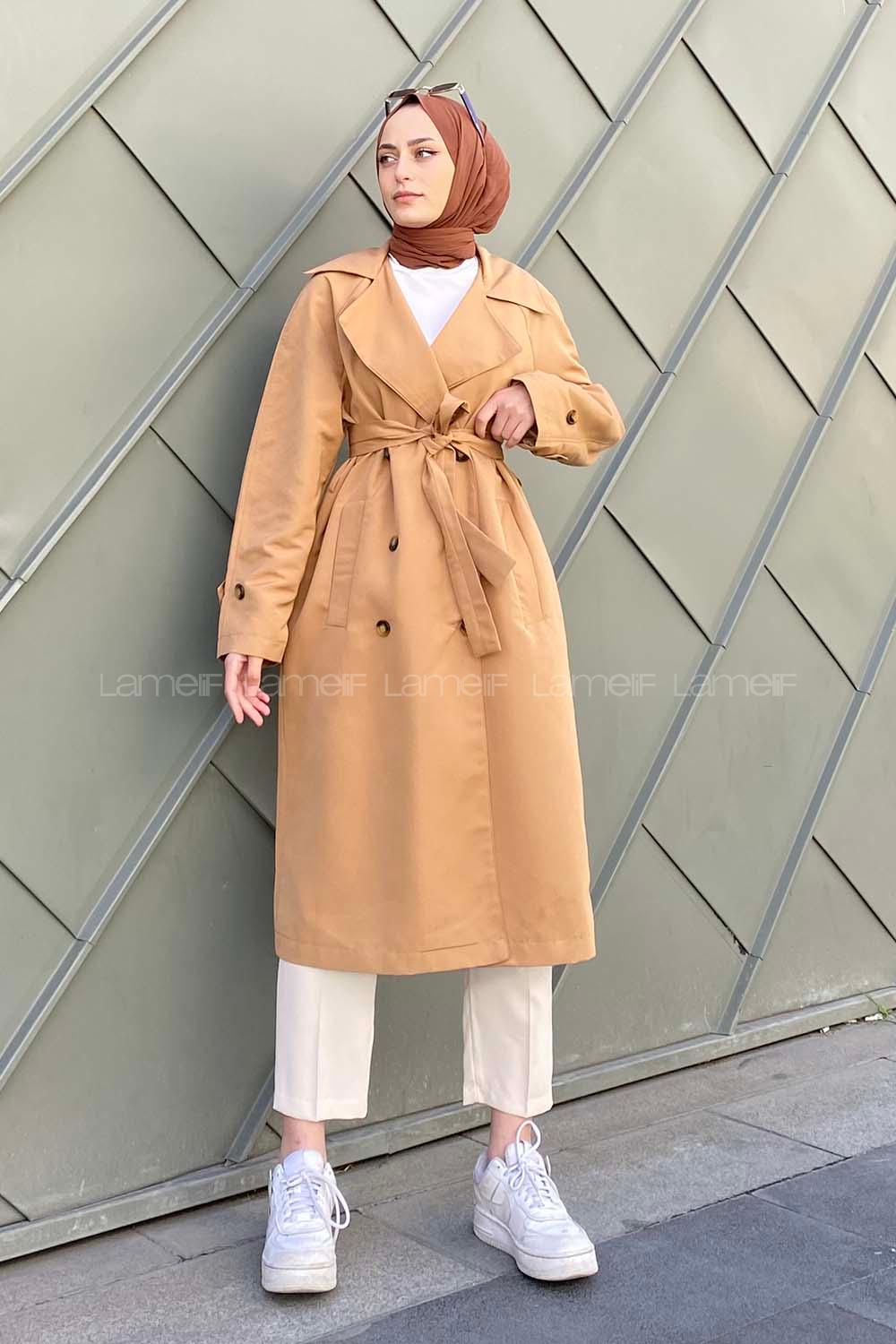 Modalamelif Natural Trençkot Renk Sütlü Kahve