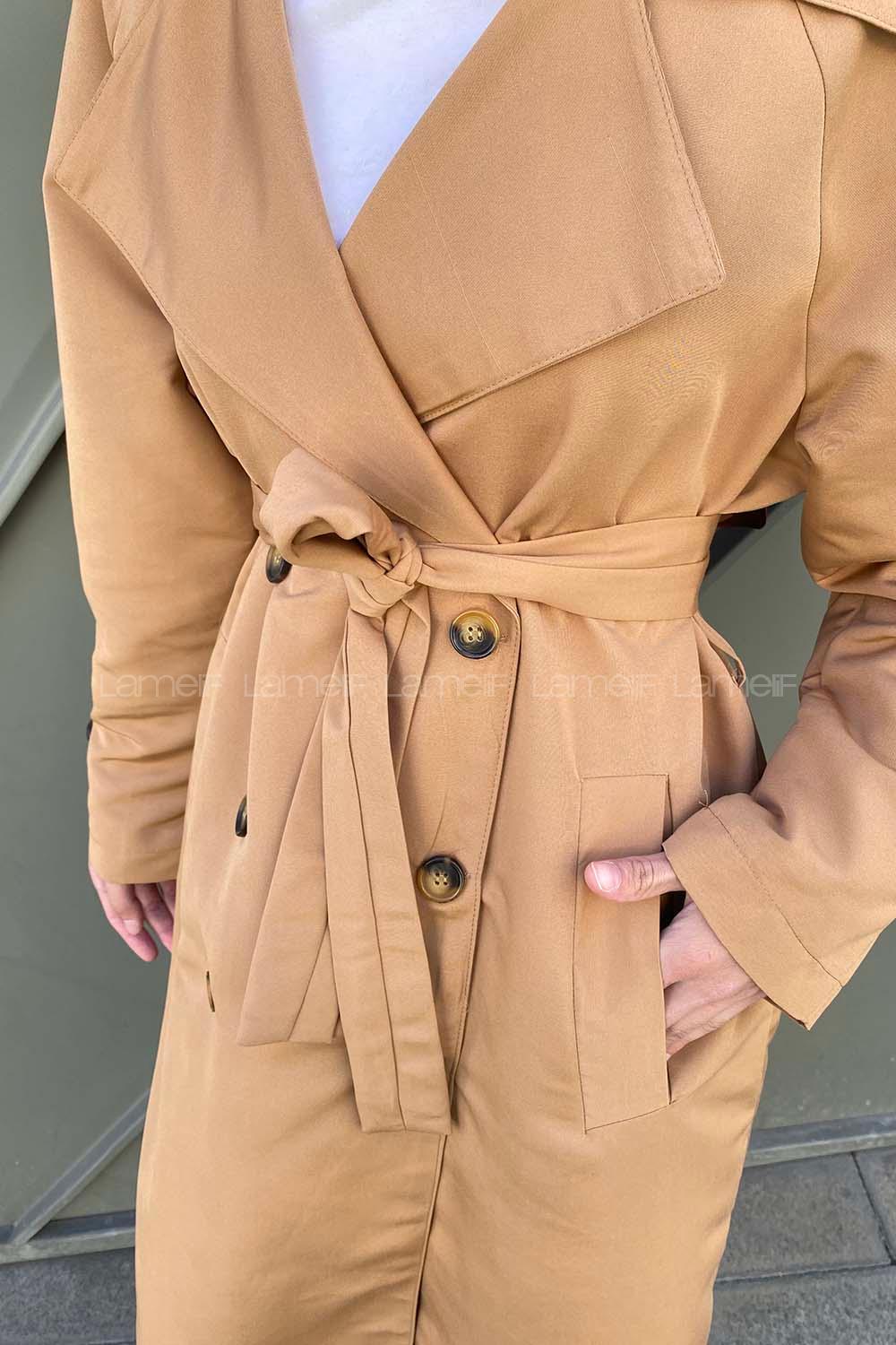 Modalamelif Natural Trençkot Renk Sütlü Kahve