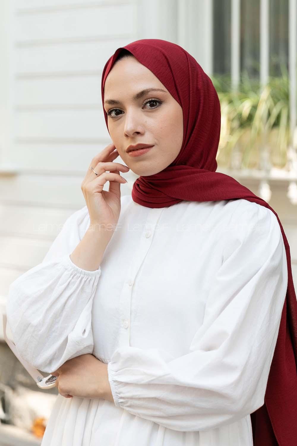 Claret Red Cotton Fabric Viscose Fabric Straight Shawl