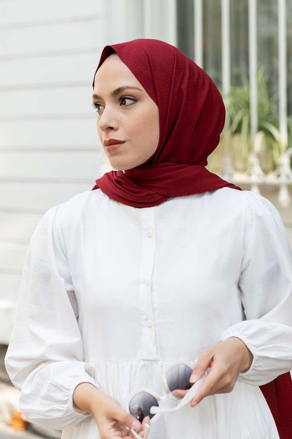 Claret Red Cotton Fabric Viscose Fabric Straight Shawl