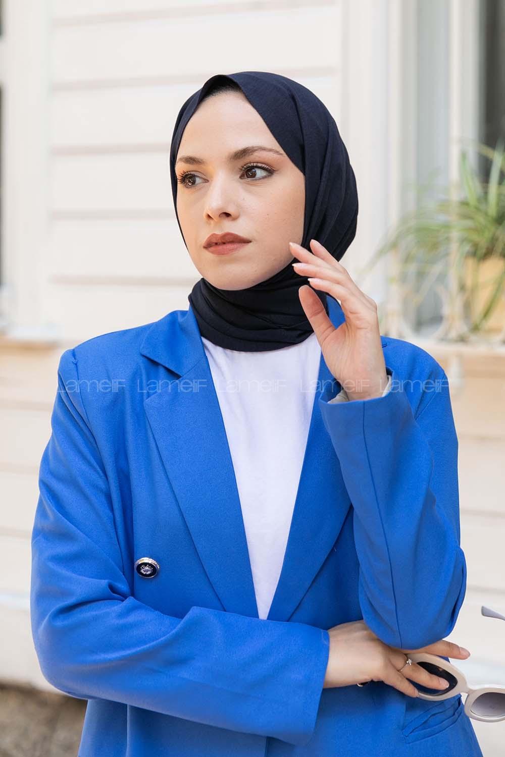 Navy Blue Cotton Fabric Viscose Fabric Straight Shawl