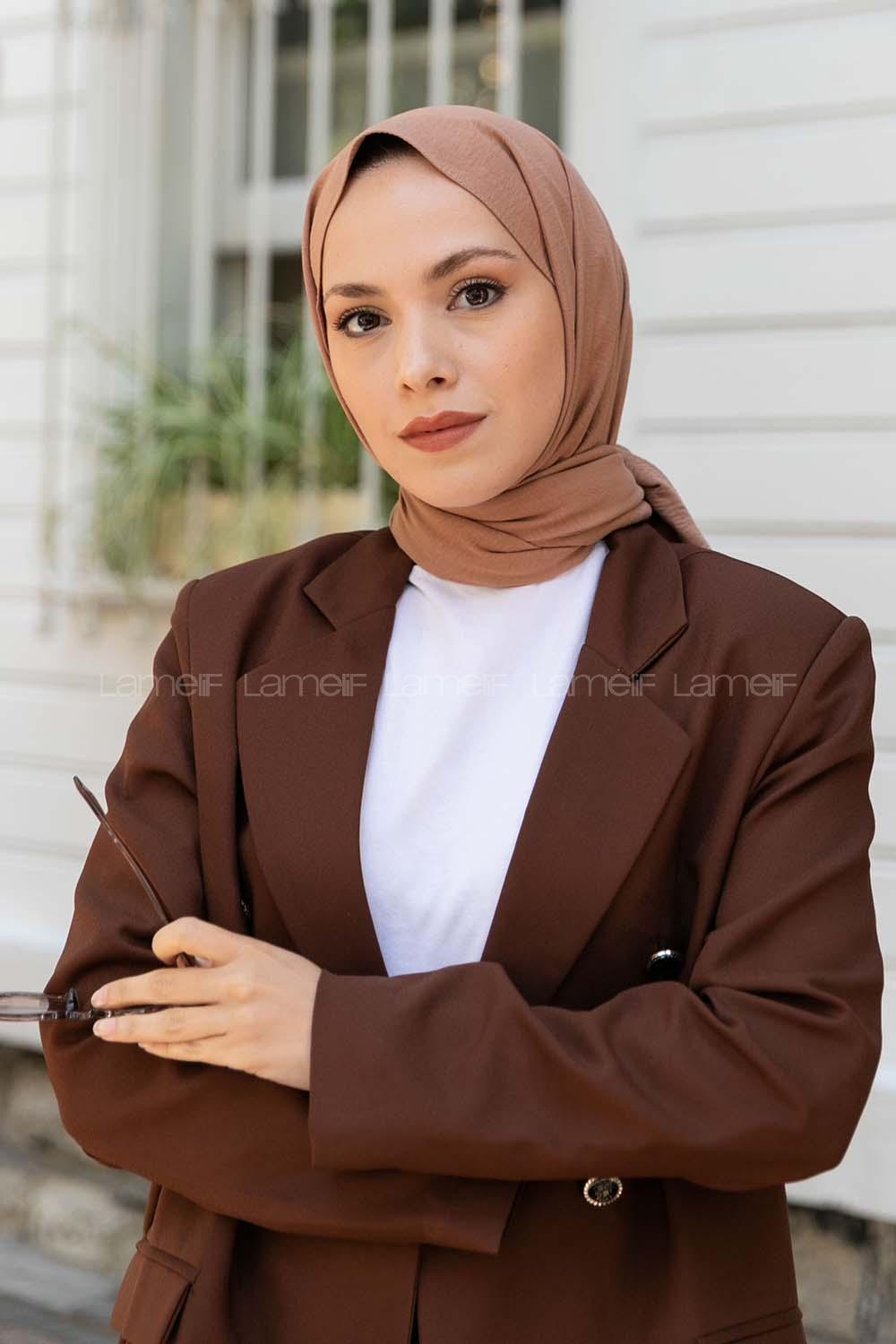 Brown With Milk Cotton Fabric Viscose Fabric Straight Shawl