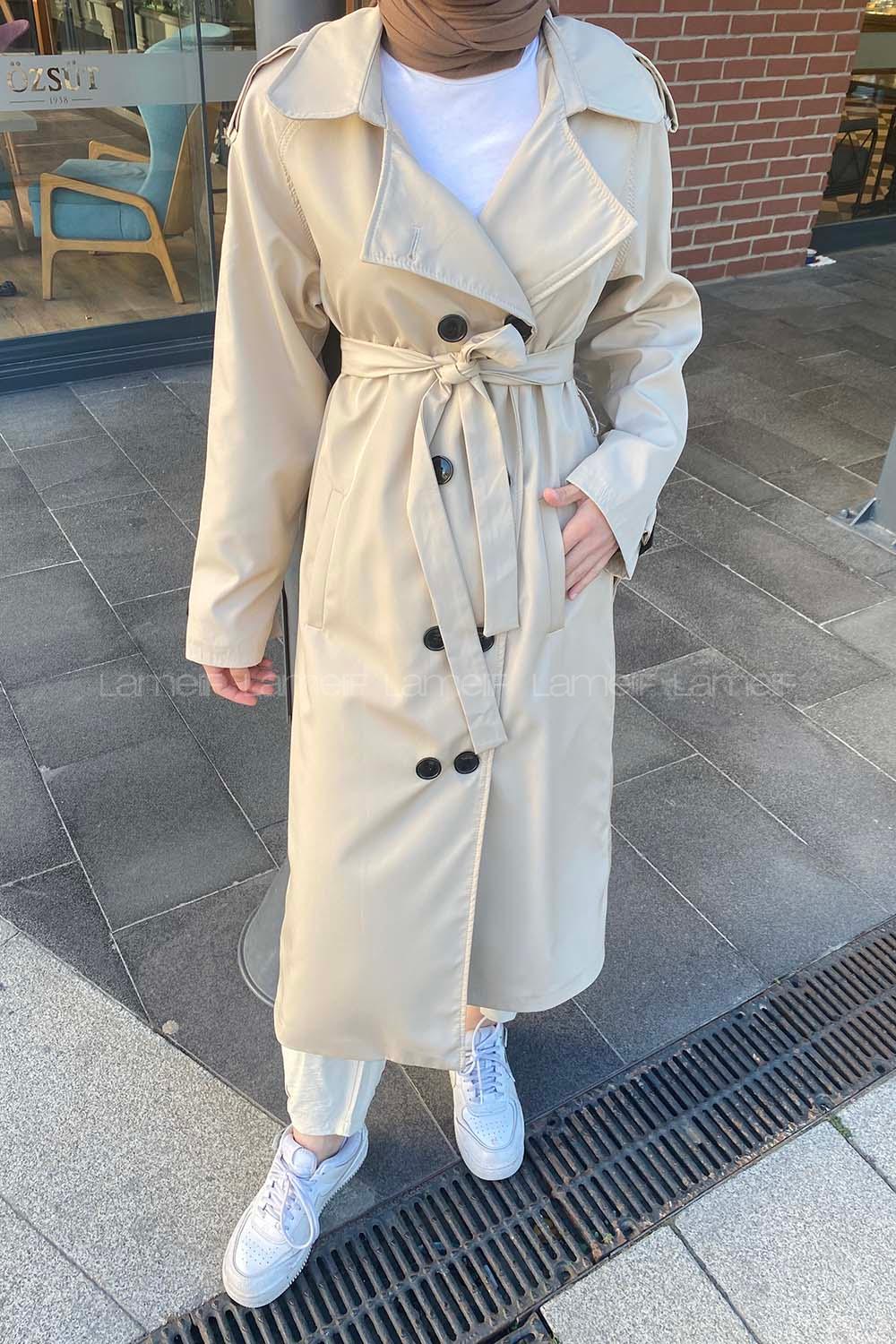 Stone Reglan Sleeveless Arm Without Accessories Poplin Fabric Trench Coat