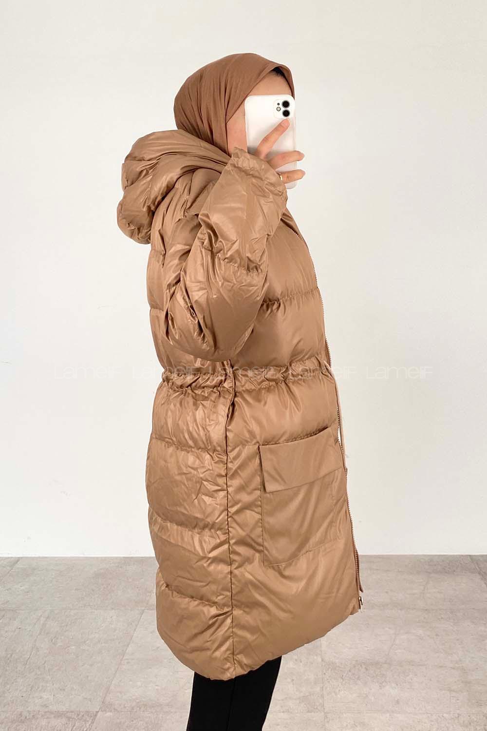 Modalamelif Bel Tünelli Şişme Mont Soft Kahve