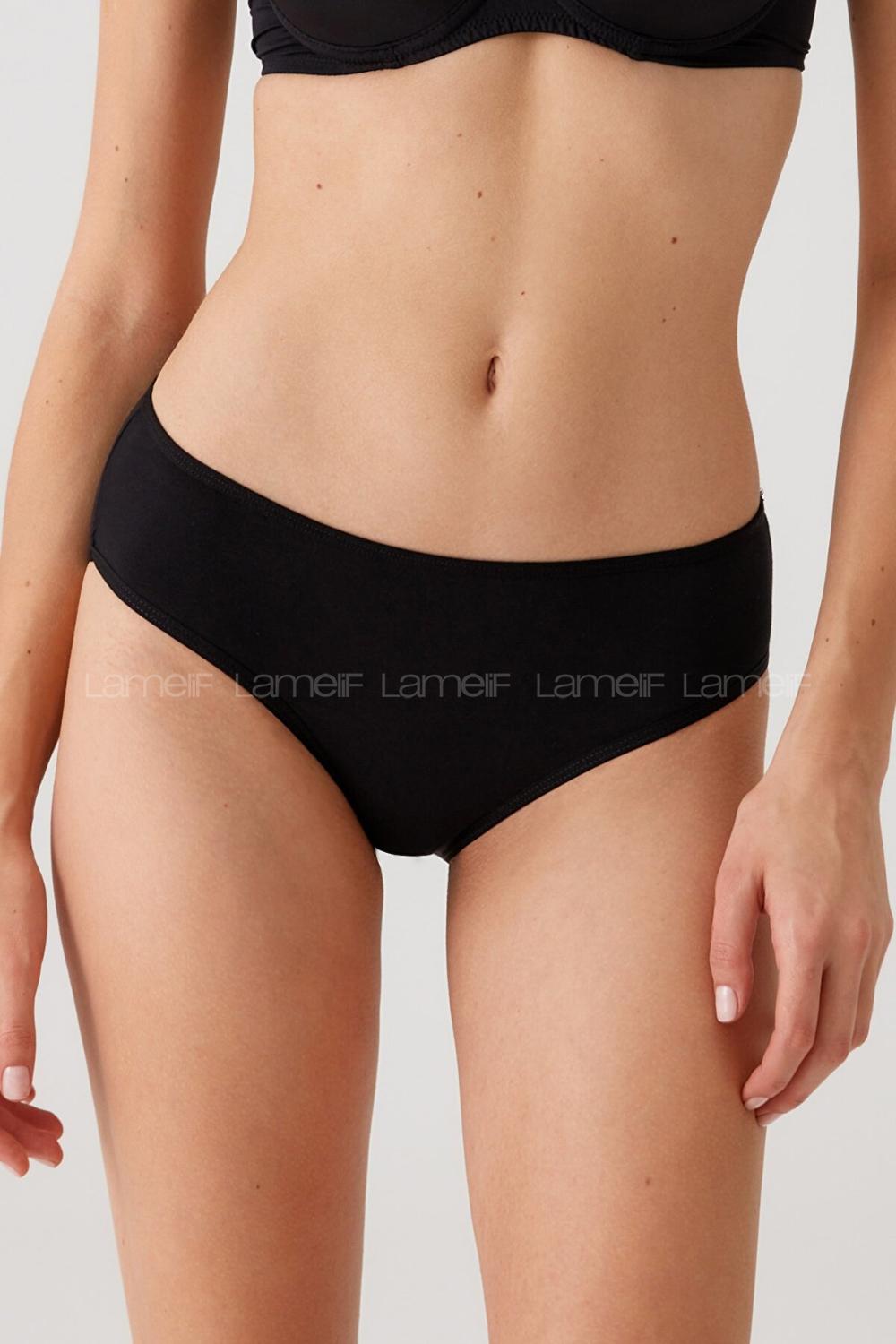 Lamelif Kotton Bayan Klasik Külot Siyah