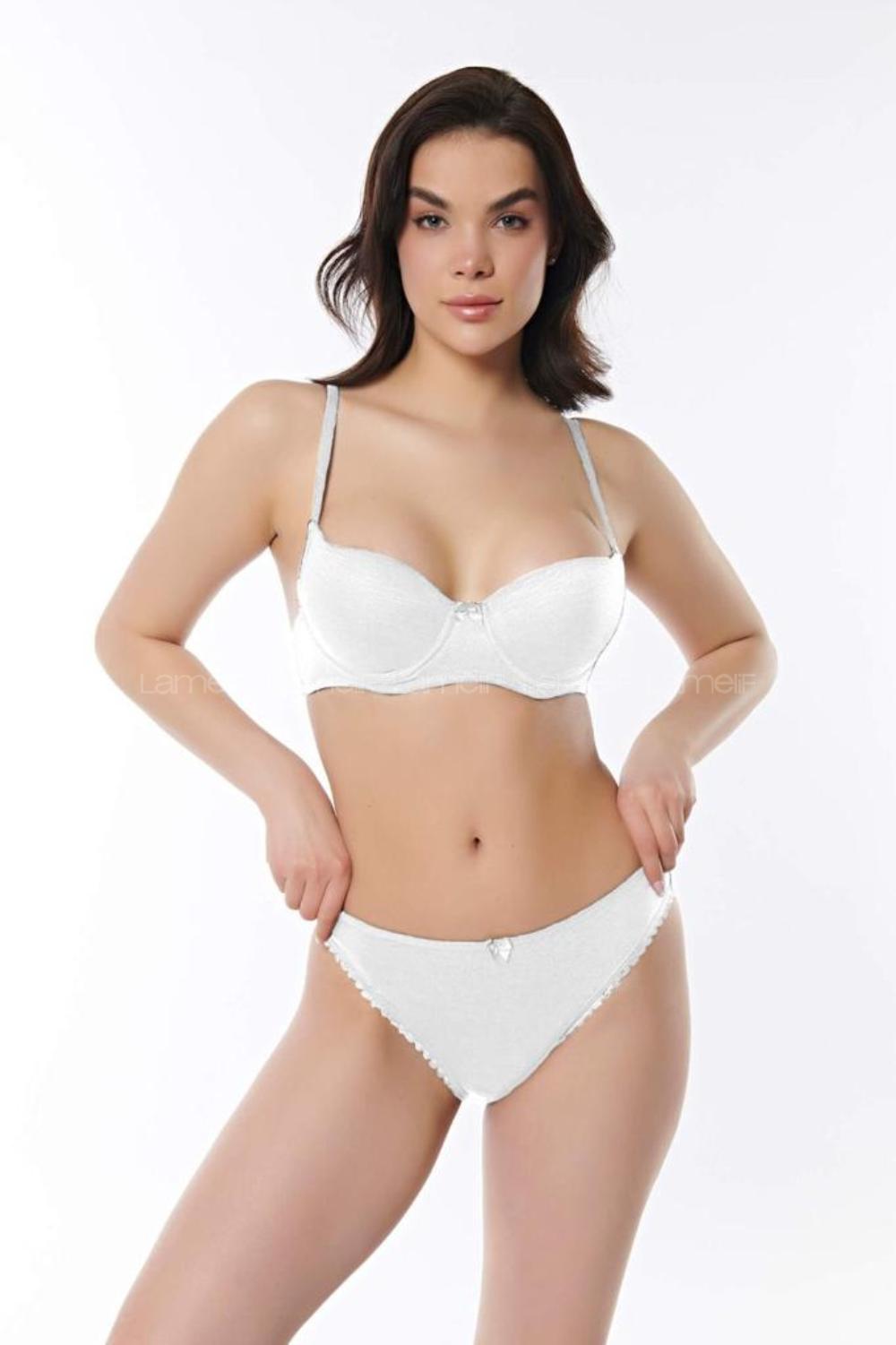 Ecru Cotton Fabric Underwire Unsupport 