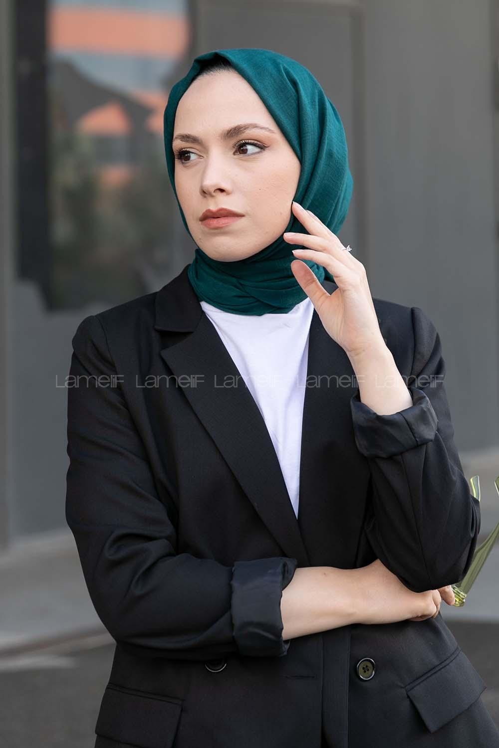 Oil Green Cotton Fabric Straight Shawl