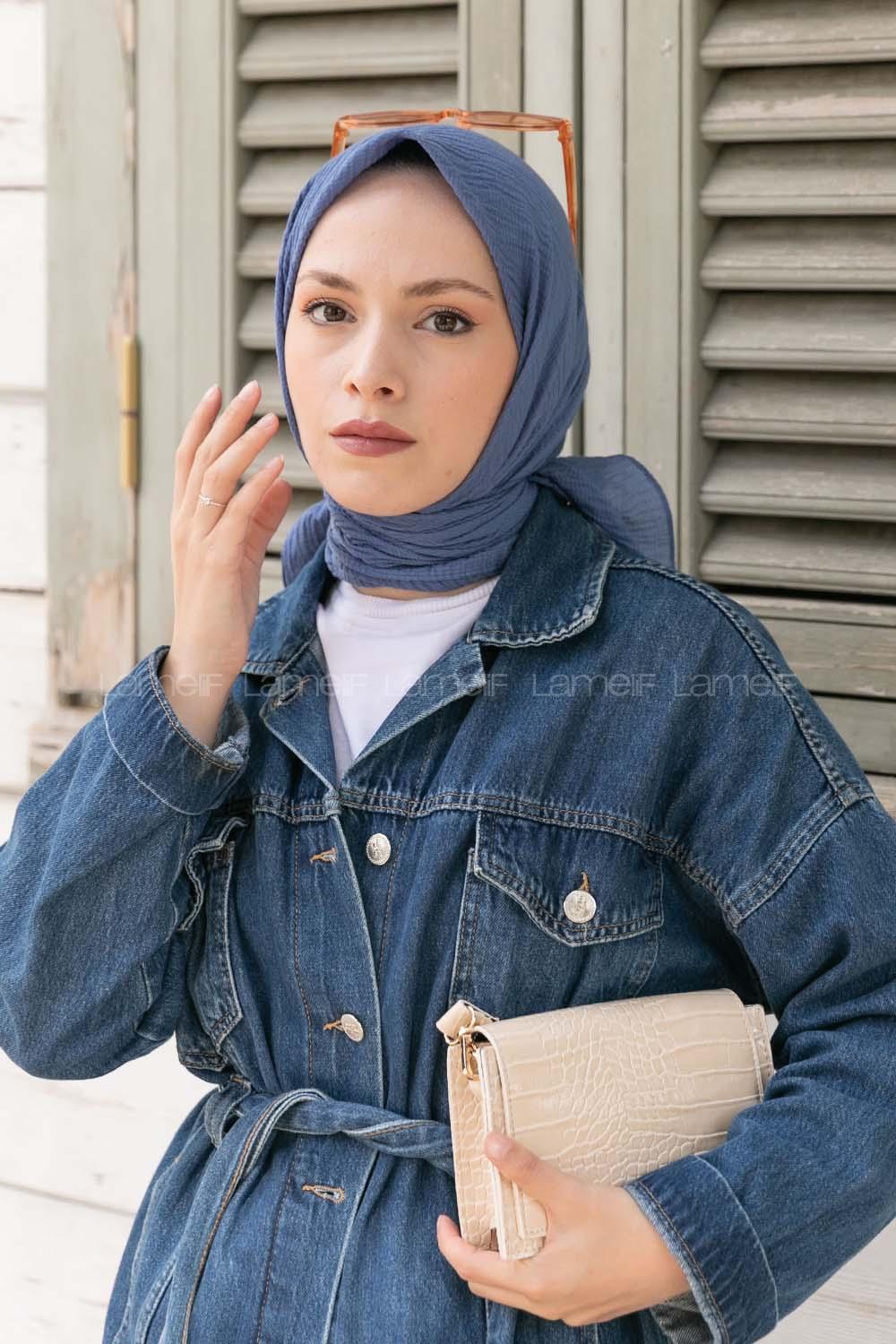 Lamelif Mio Caz Eşarp İndigo