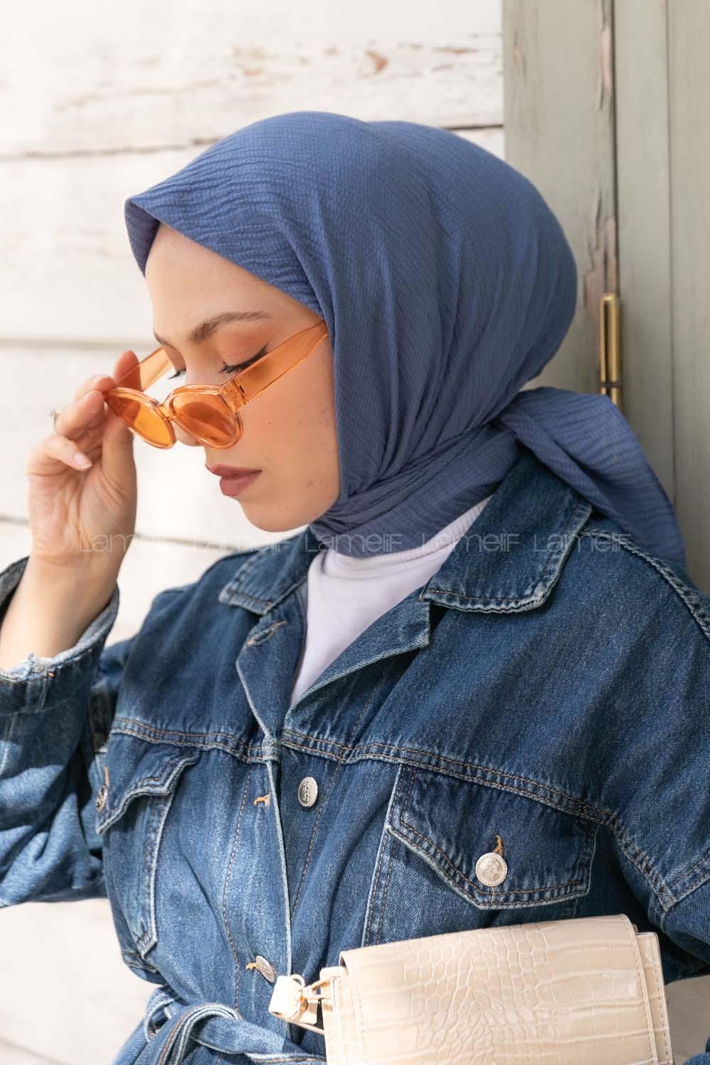 Lamelif Mio Caz Eşarp İndigo