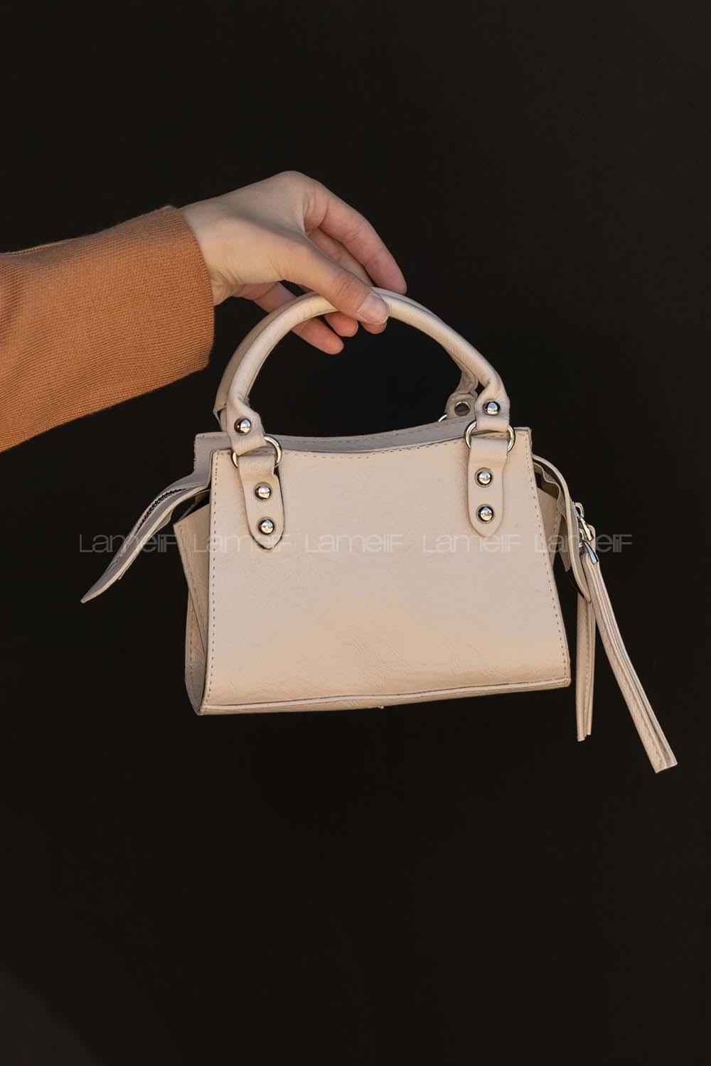 Lamelif Çapraz Askılı Deri Cool Çanta Krem