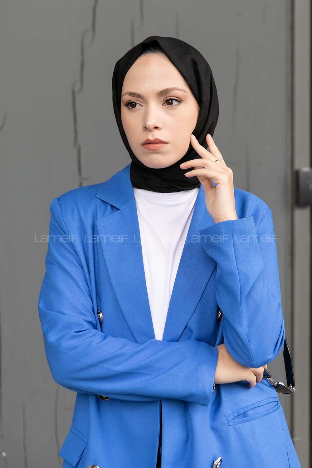 Black Cotton Fabric Straight Shawl