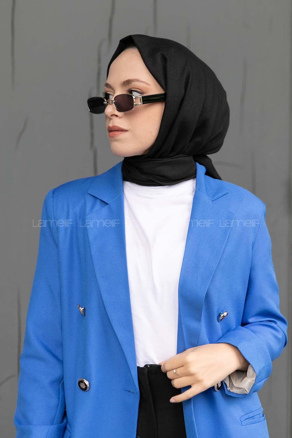 Black Cotton Fabric Straight Shawl