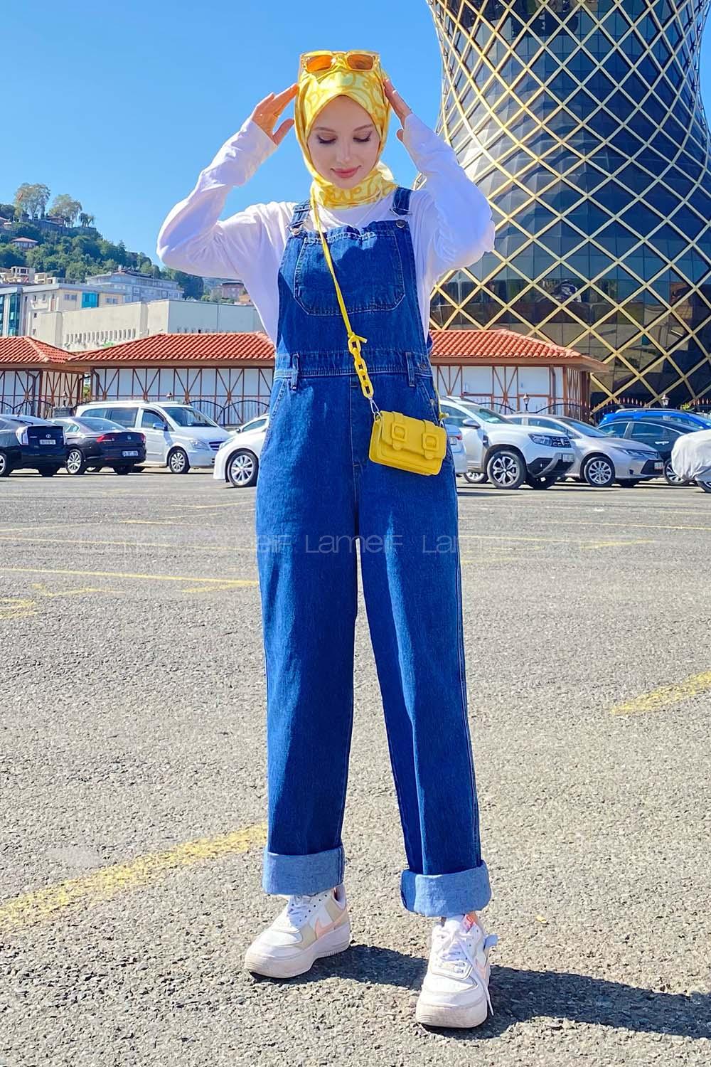 Dark Blue Normal Neck Denim Unprinted Overalls