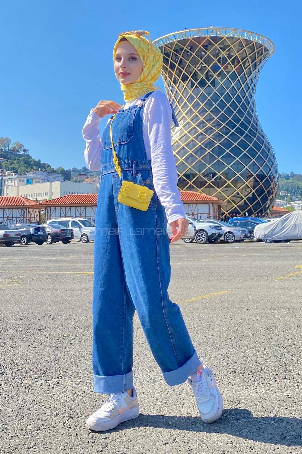 Dark Blue Normal Neck Denim Unprinted Overalls