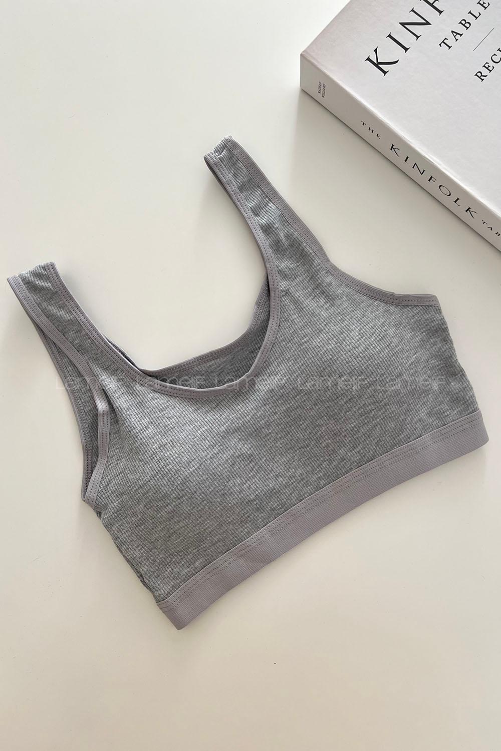 Gray Cotton Without Underwire Unsupport Bralet