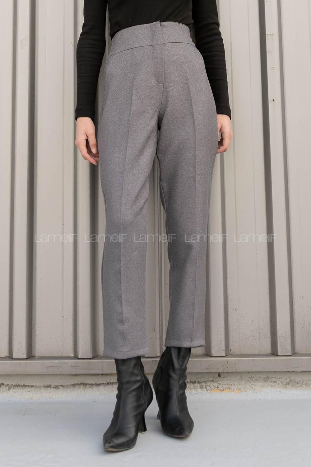 Lamelif Yalancı Cepli Yüksek Bel Pantolon Antrasit