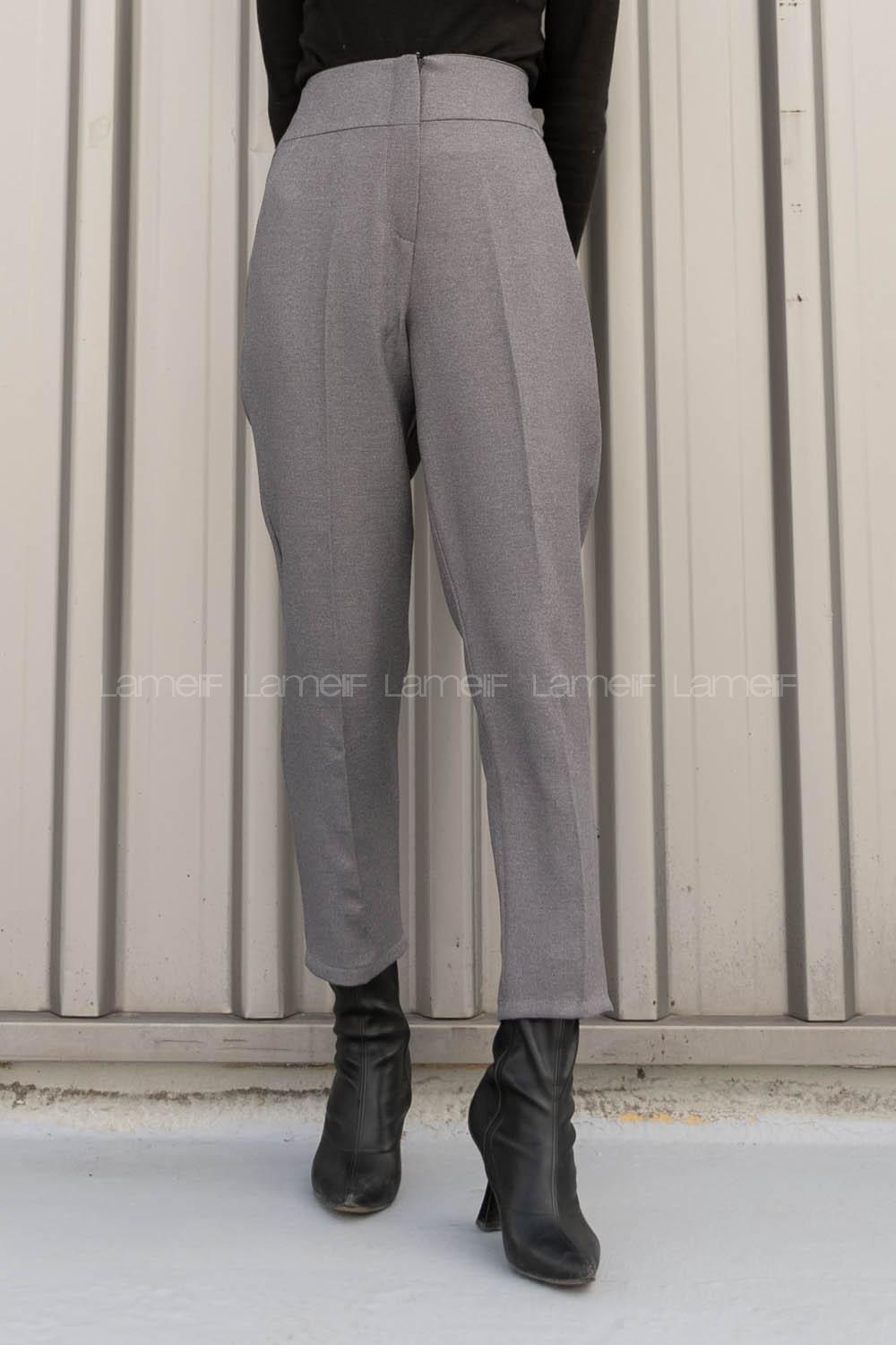 Lamelif Yalancı Cepli Yüksek Bel Pantolon Antrasit