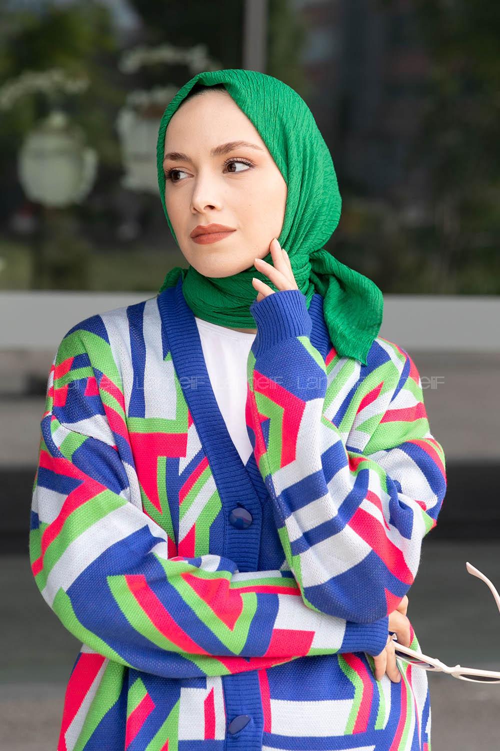 Green Crepe Fabric Straight Scarf