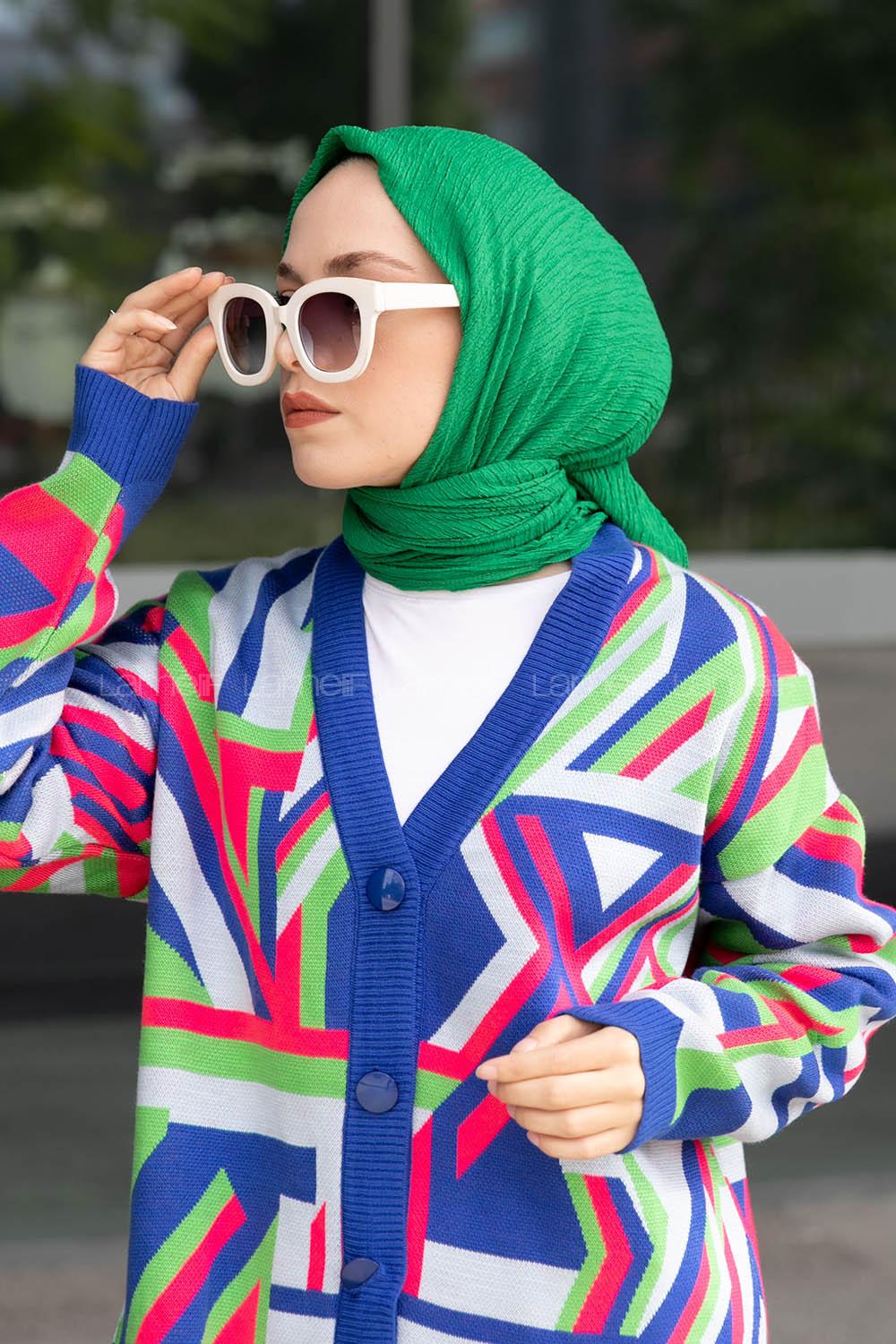 Green Crepe Fabric Straight Scarf