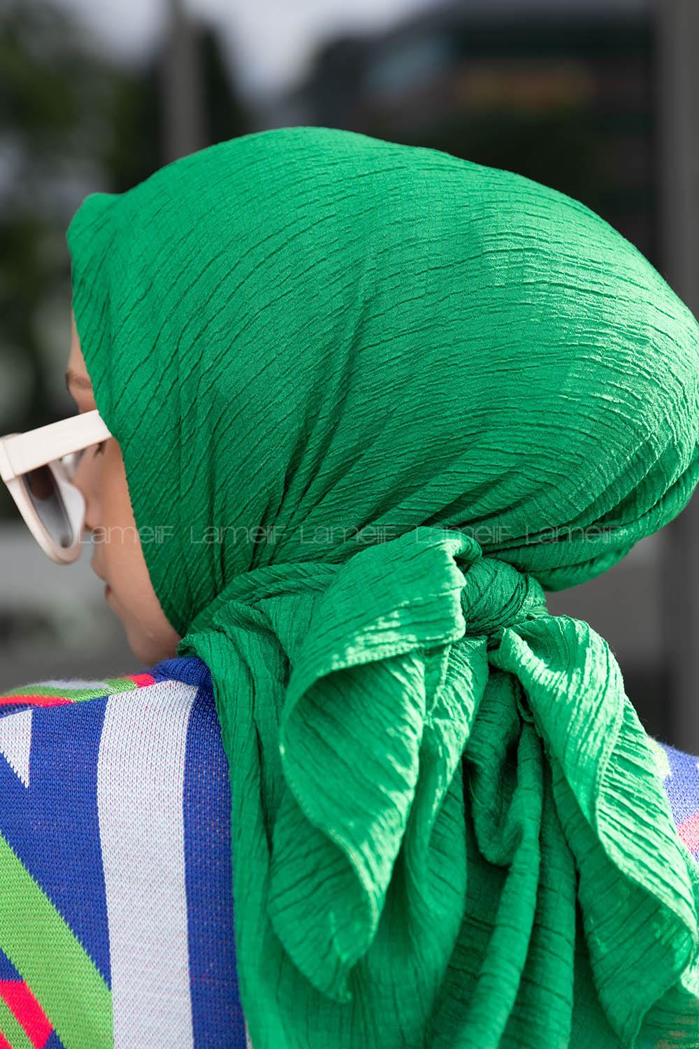 Green Crepe Fabric Straight Scarf