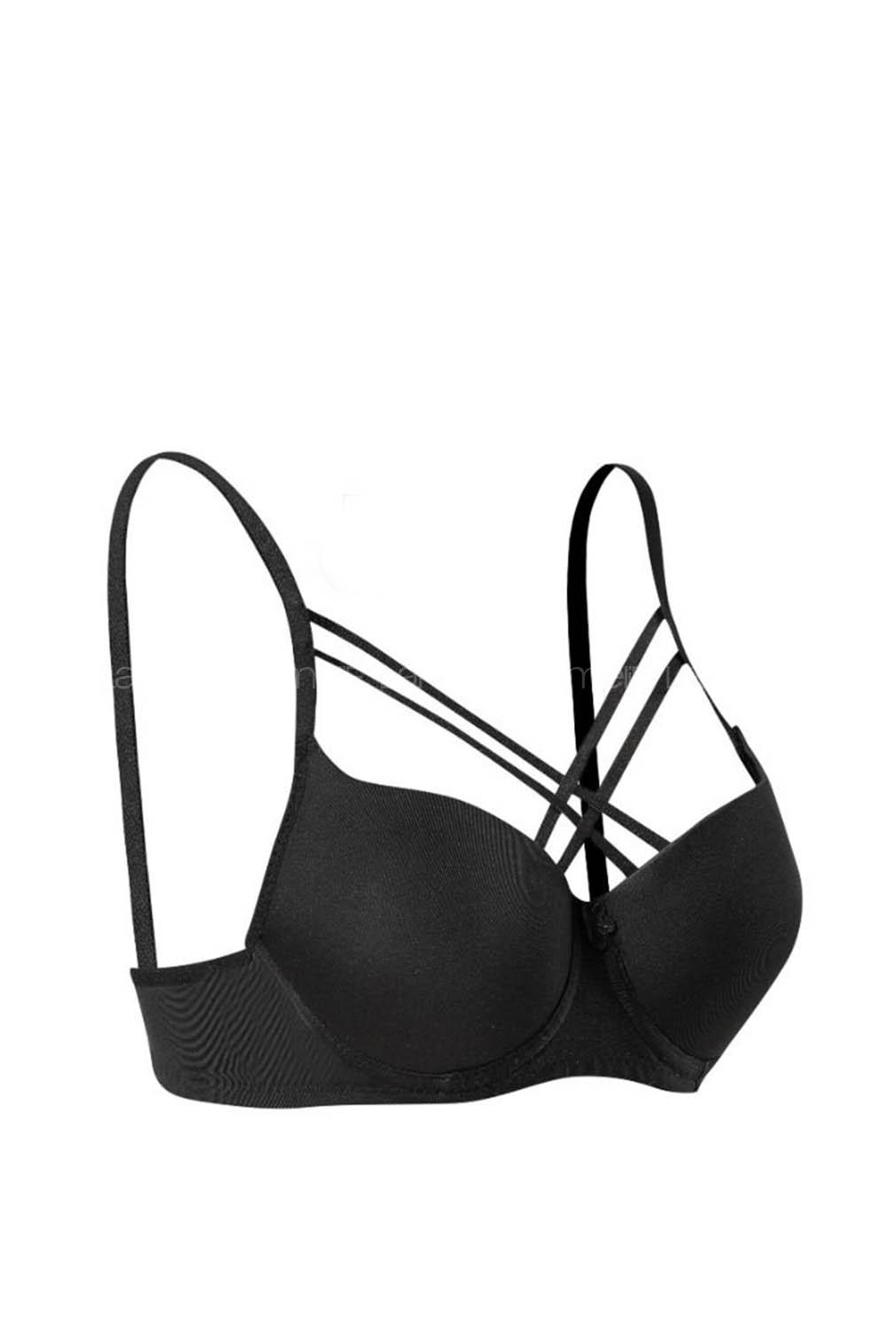 Black Cotton Fabric Underwire Support Bralet