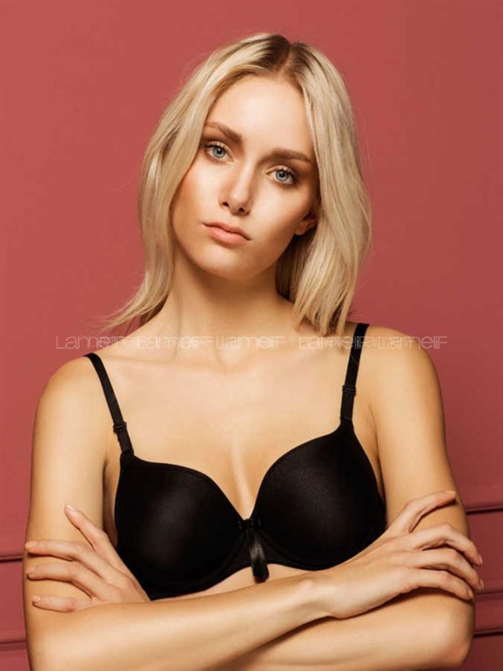 Lamelif Ebru Desteksiz Slikonlu Sütyen Siyah Renk