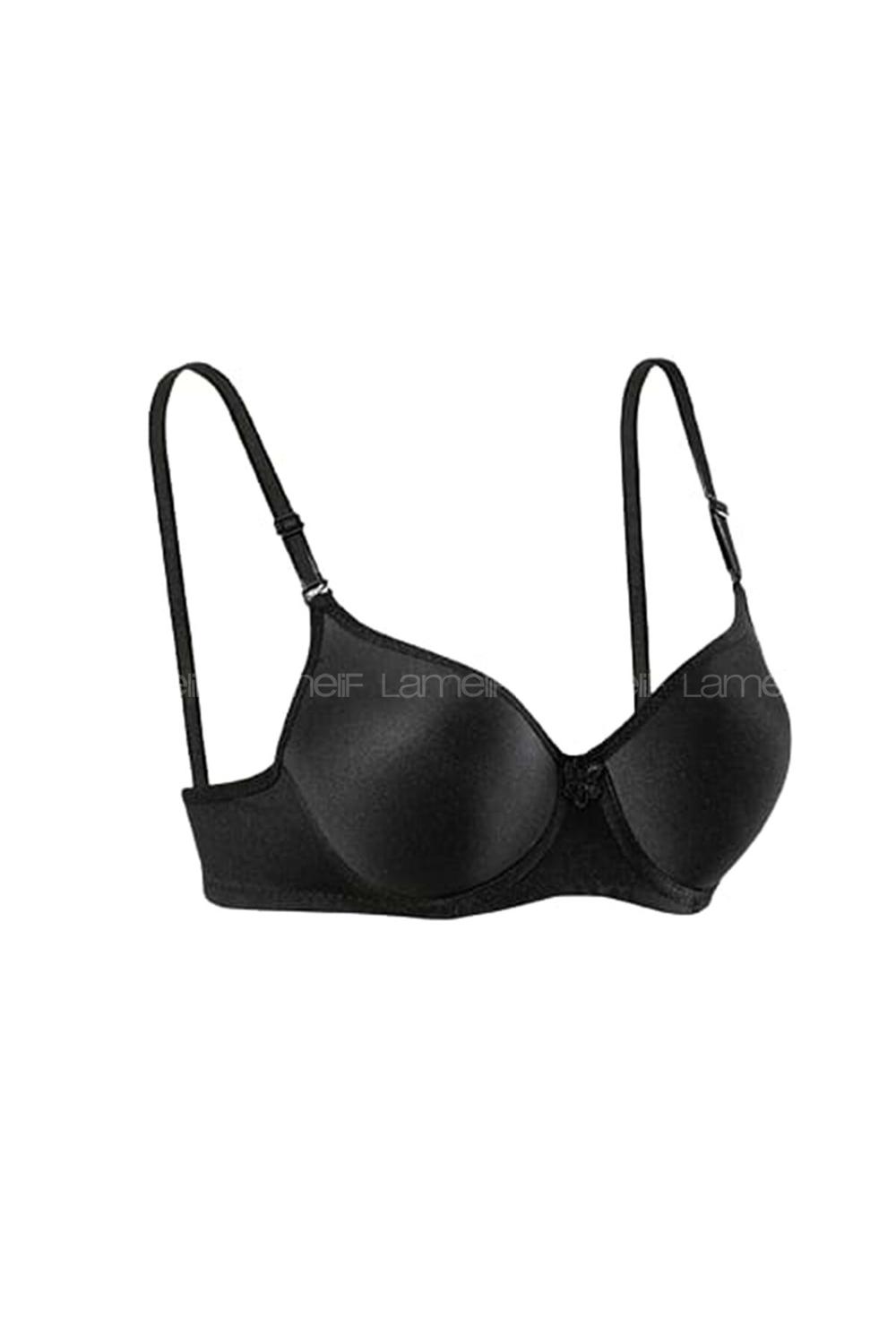 Lamelif Ebru Desteksiz Slikonlu Sütyen Siyah Renk