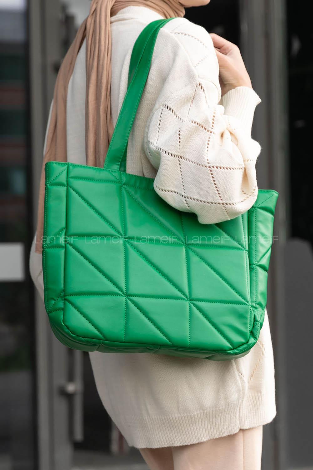 Green Buckle Skin Hand Bag Bag